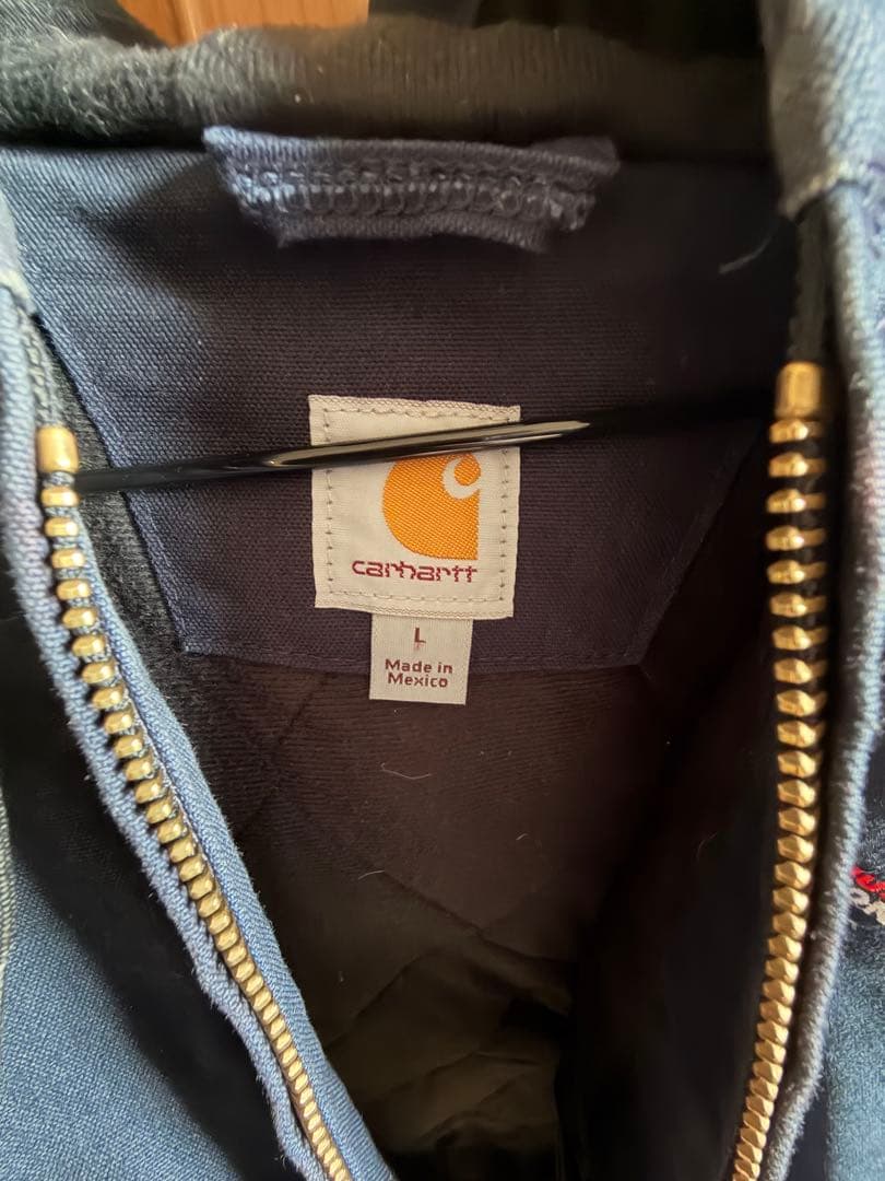 最終値下げ Carhartt ネイビー アクティブジャケット 企業ロゴ