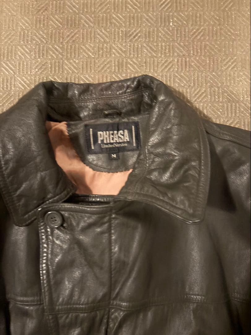 80s 90s レザージャケット レザーブルゾン 短丈 vintage カーキ