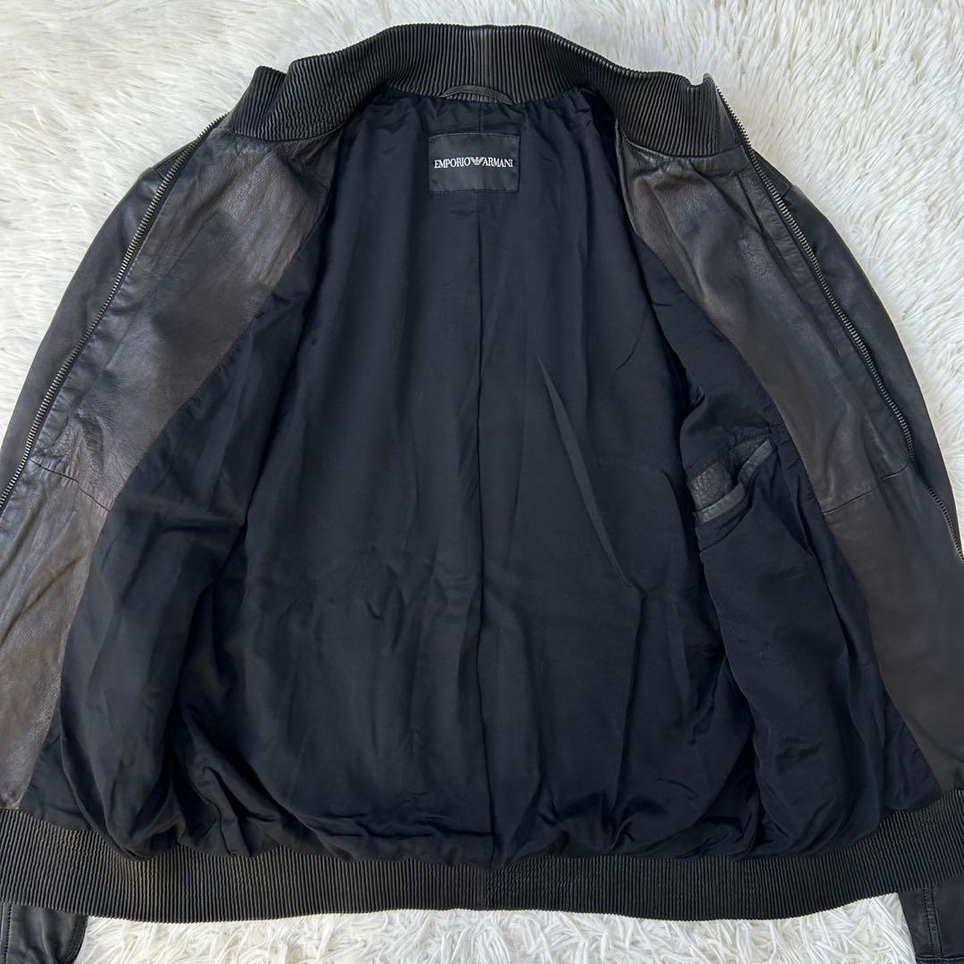 【美品】エンポリオ アルマーニ レザージャケット レザー ブルゾン ライダース