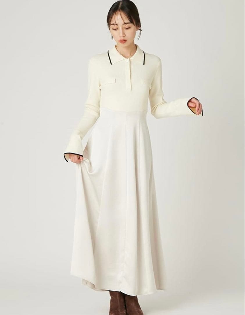 【限定価格】FRAY I.D♡オープンポロカラーニットワンピース