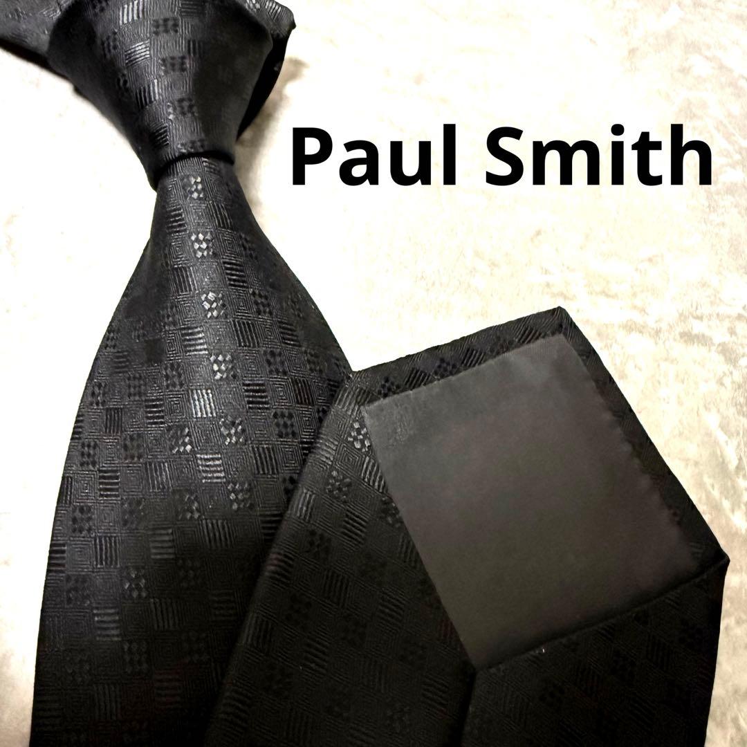 【✨極美品✨】Paul Smith ポールスミス ネクタイ 格子柄 ブラック 黒