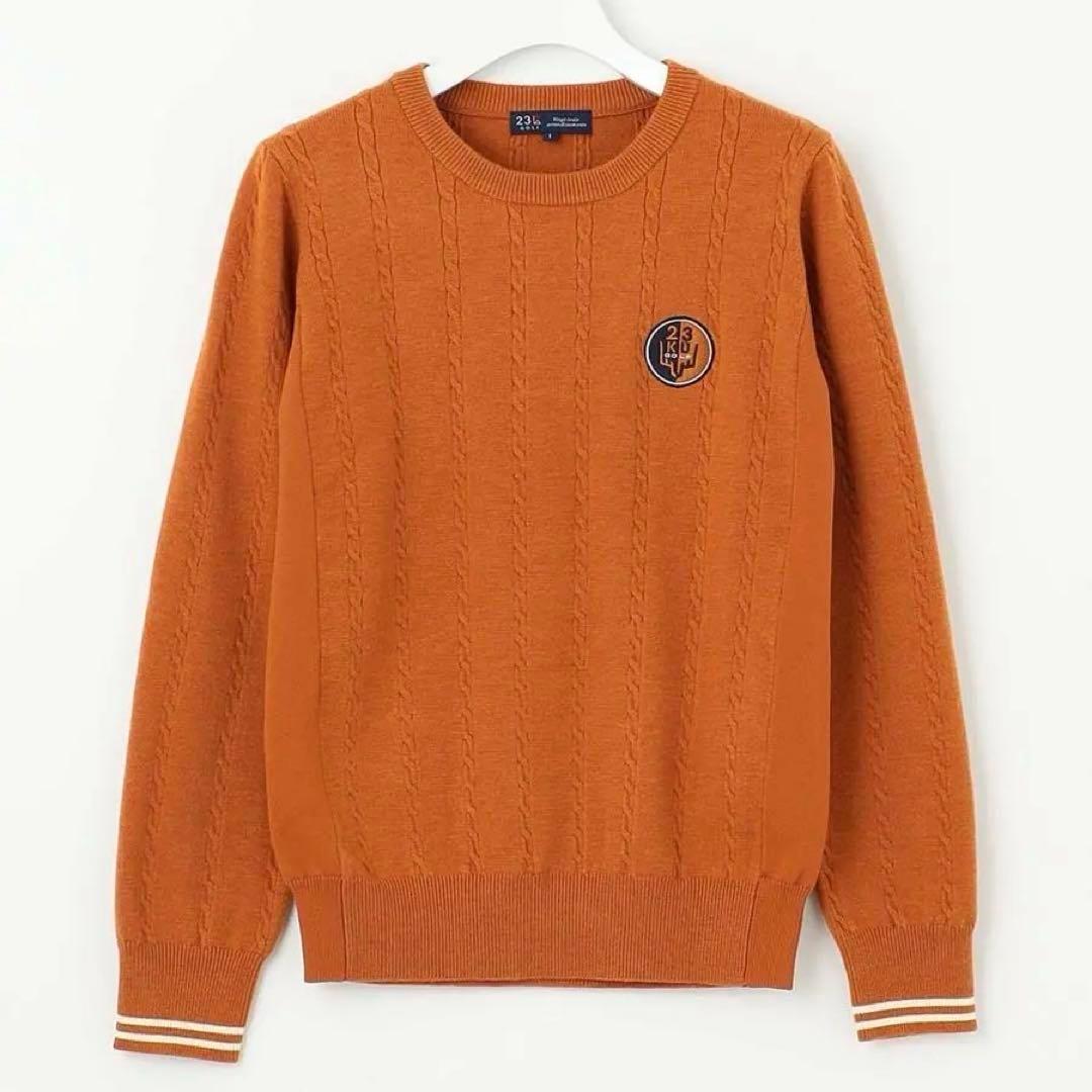 【新品・匿名配送】23区GOLF　洗える　ストレッチカラー ニット　キャメル　Ⅲ