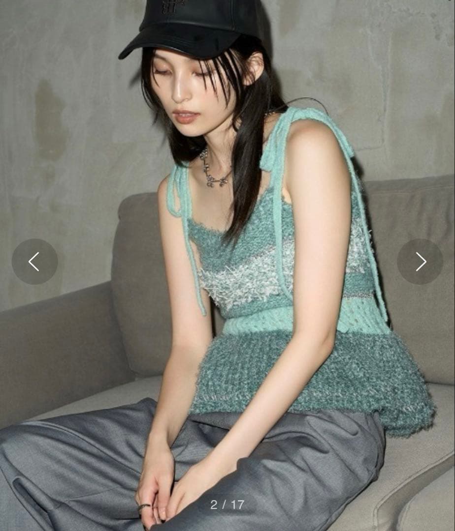 Lily Brown ニットペプラムビスチェ 24aw ミントグリーン