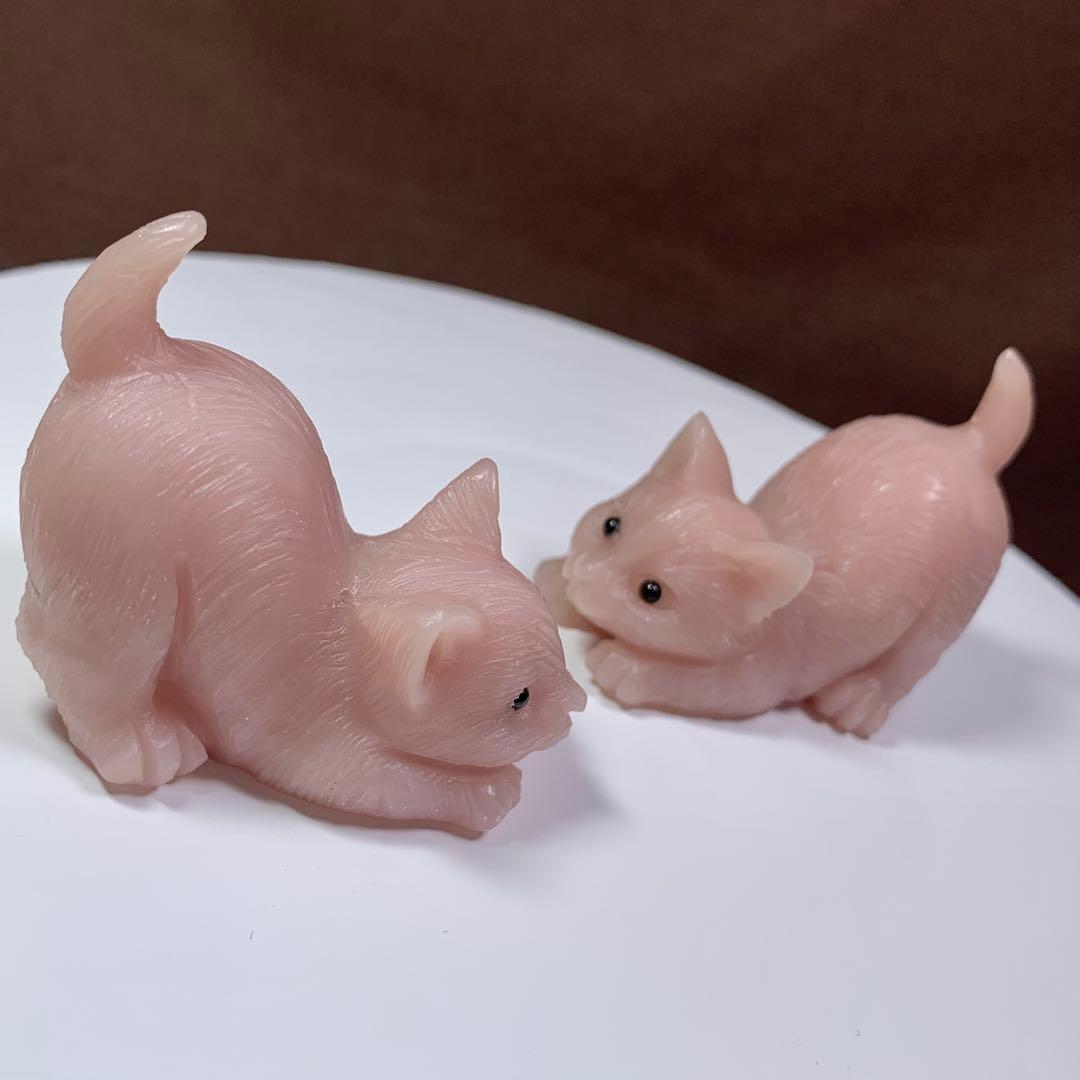 在庫SALE☆ 15.ピンクオパールねこちゃん、ゴールデンカルサイト