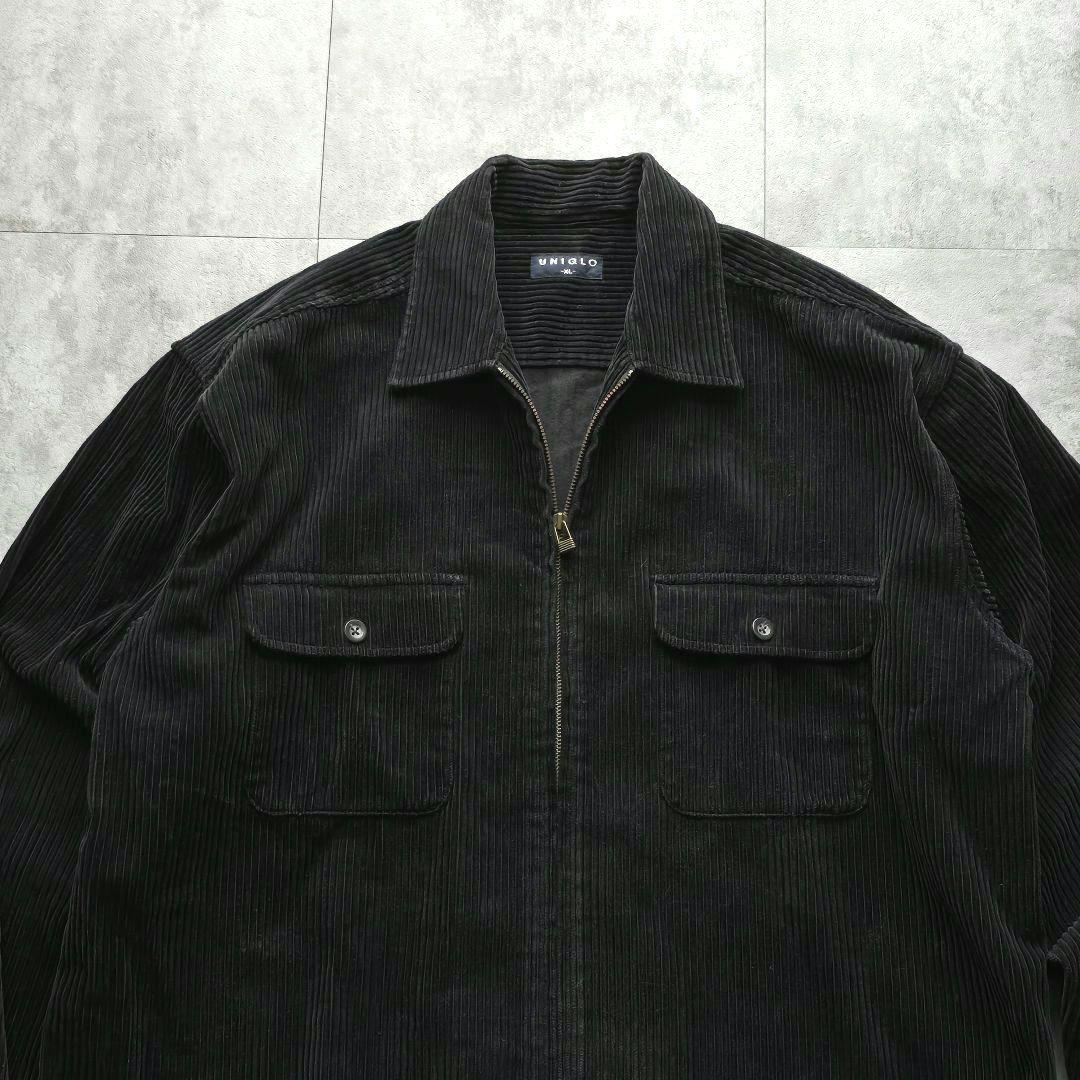 旧タグ UNIQLO コーデュロイ XL ジップアップ ジャケット ブラック