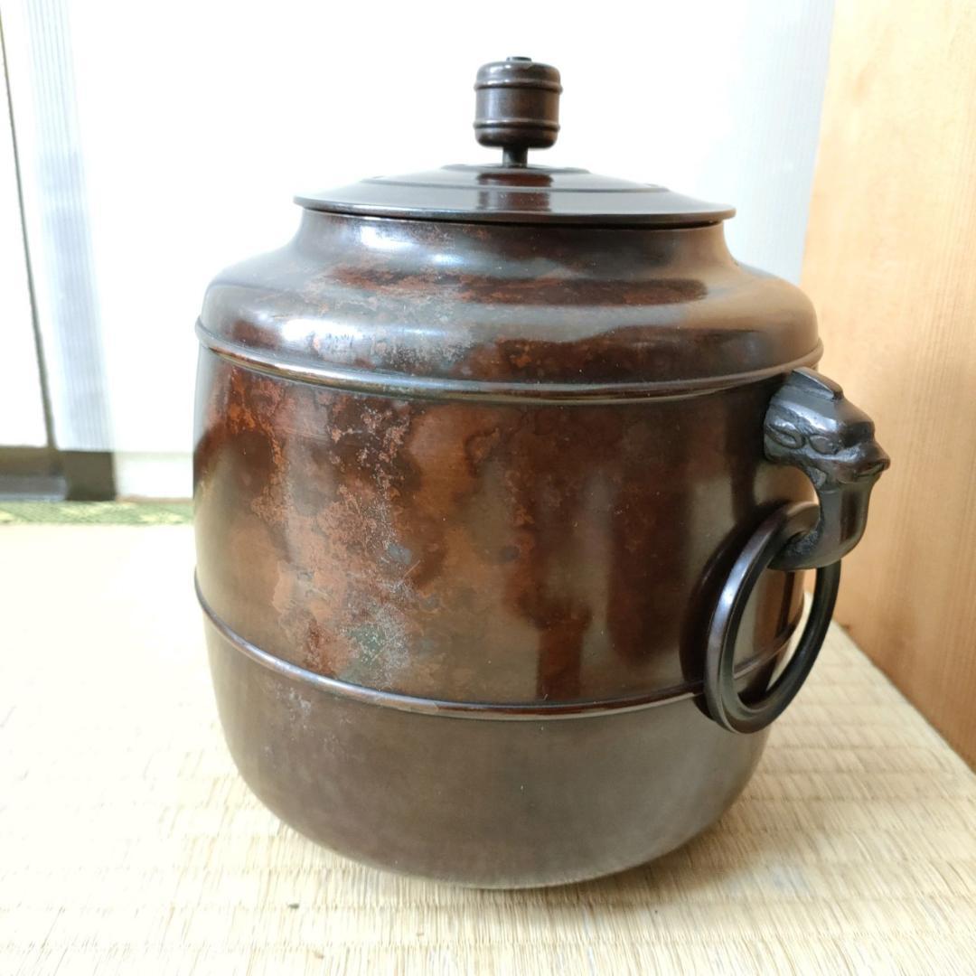 茶道具 唐銅 皆具一式 金森浄栄 共箱 水指 花器 建水 蓋置