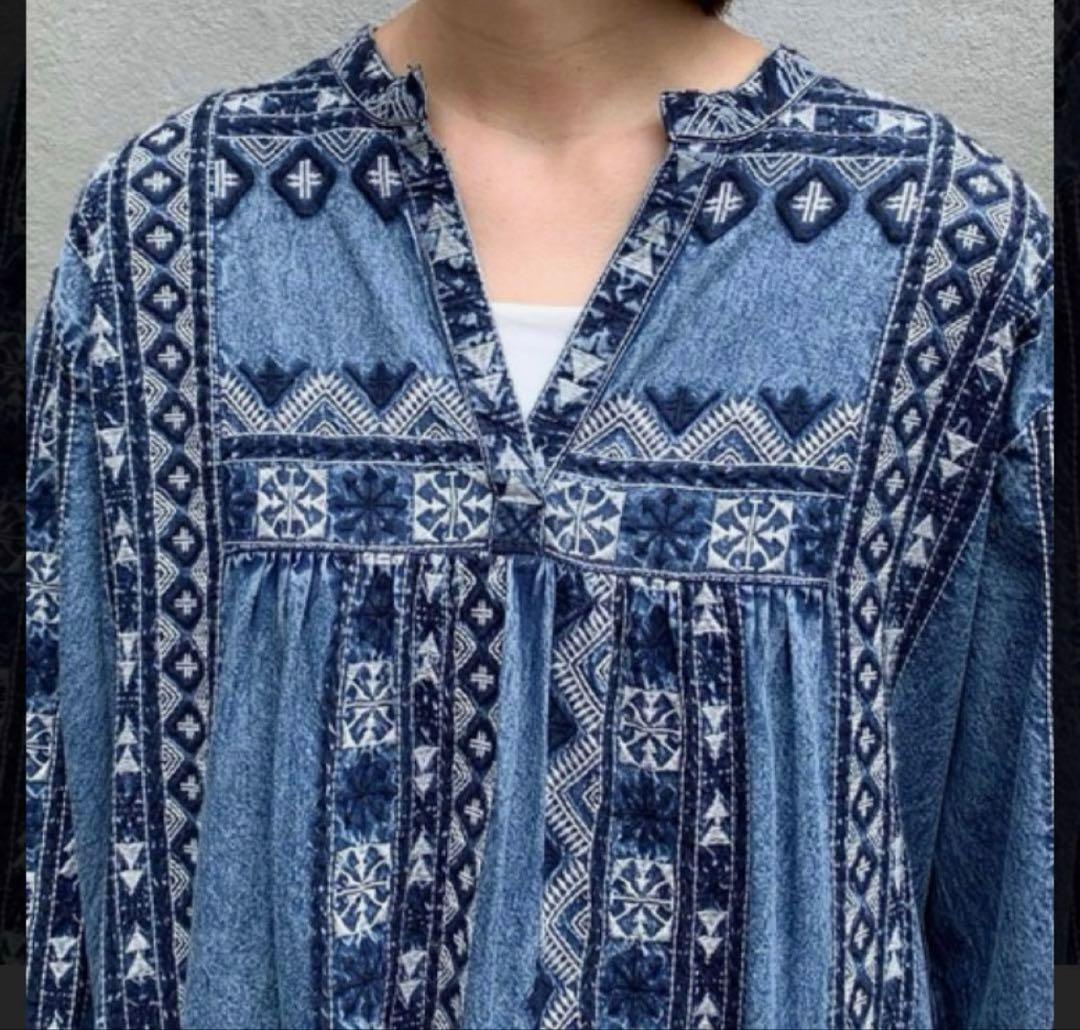 ciaopanic typy India刺繍ワンピース　デニム　ダンガリー