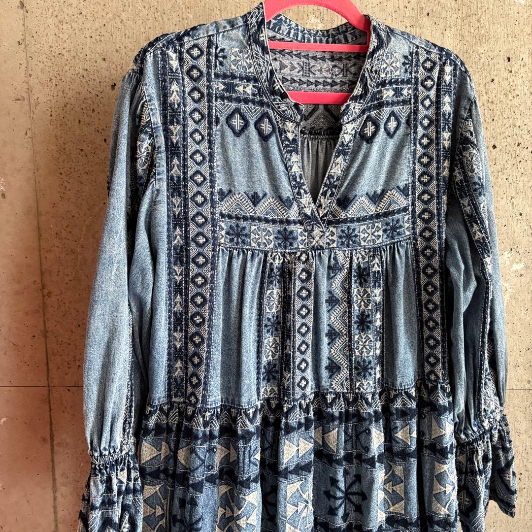 ciaopanic typy India刺繍ワンピース　デニム　ダンガリー