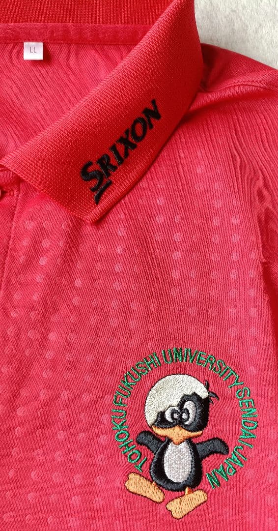 スリクソン 東北福祉大学 ゴルフ部 デザイン ポロシャツ 赤 LL 中古
