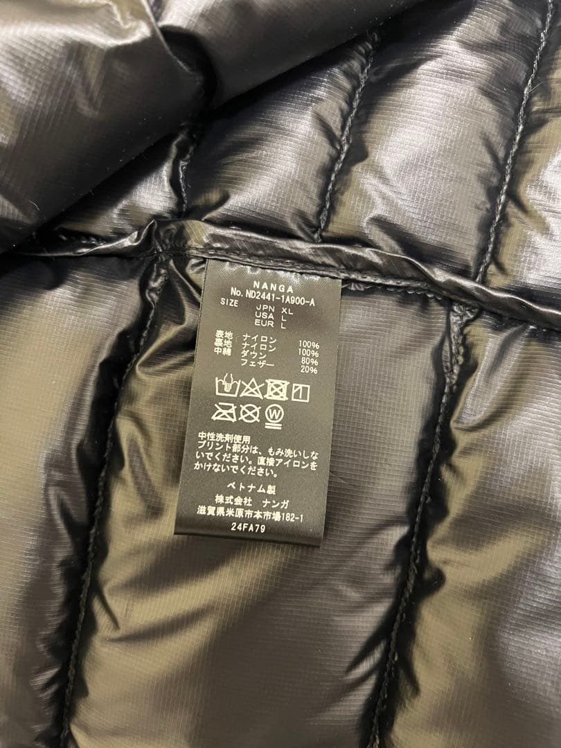 【新品未使用】NANGA ナンガ ブラック ダウンベスト XL