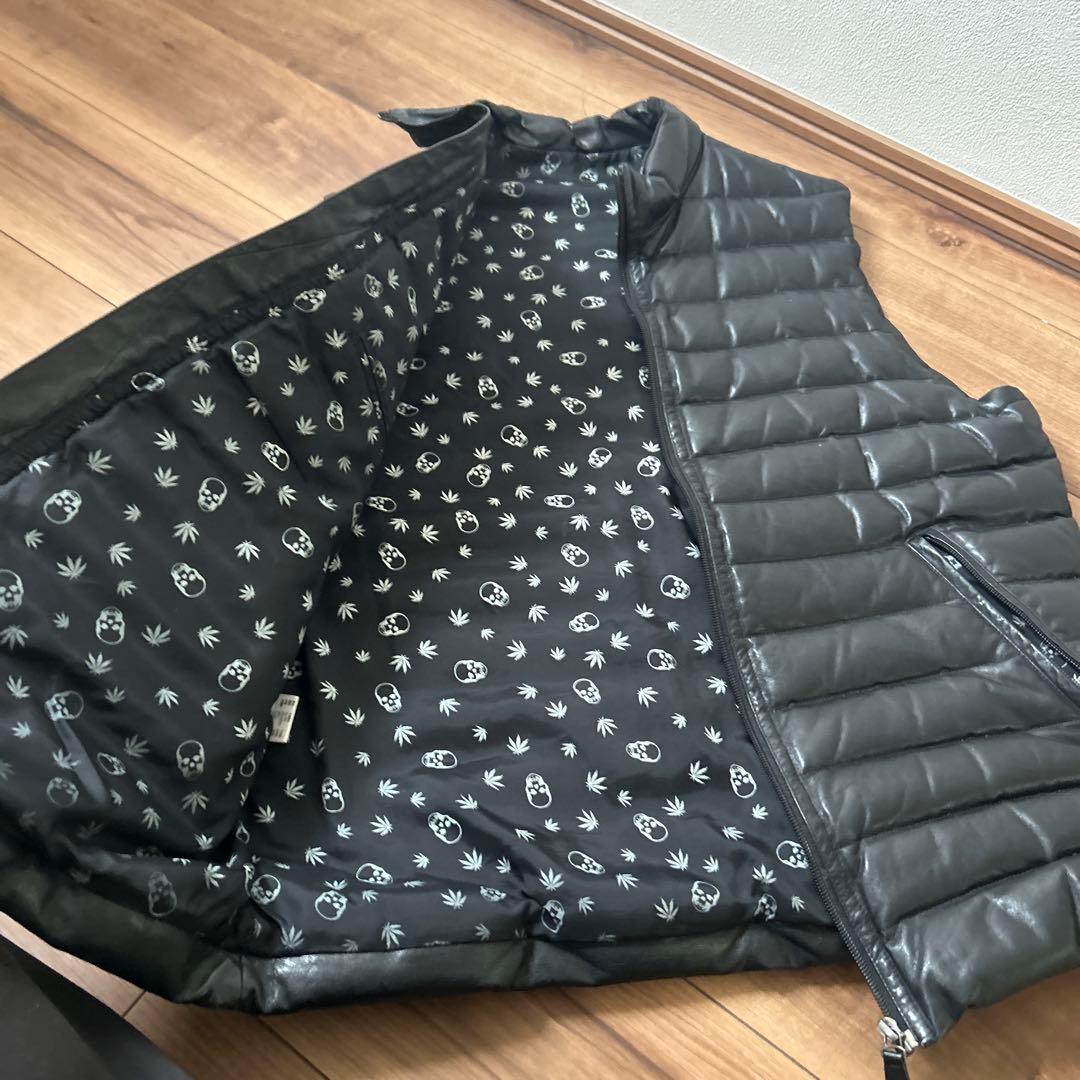 あ*き様 美品　ルシアンペラフィネ レザーダウンベスト　XXL オーバーサイズ