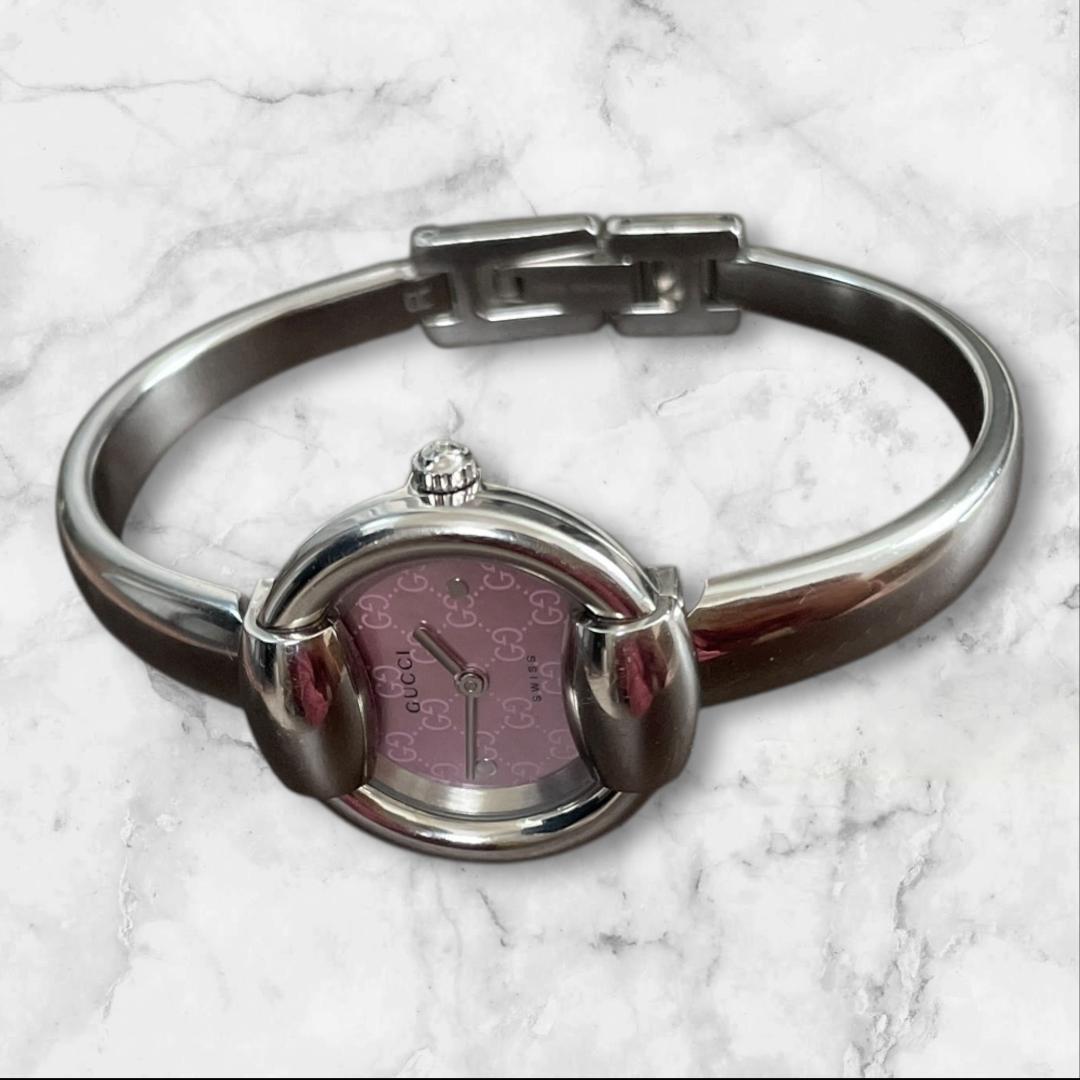 かわいいウサギGUCCI バングルウォッチ 1400L ピンク文字盤 箱