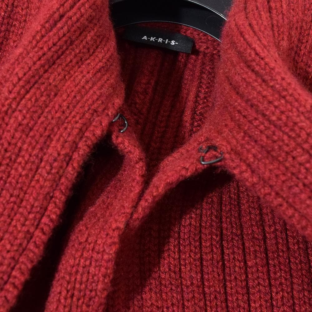 アクリス AKRIS カシミヤ95％ ニット ケープ ストール付き 42 赤