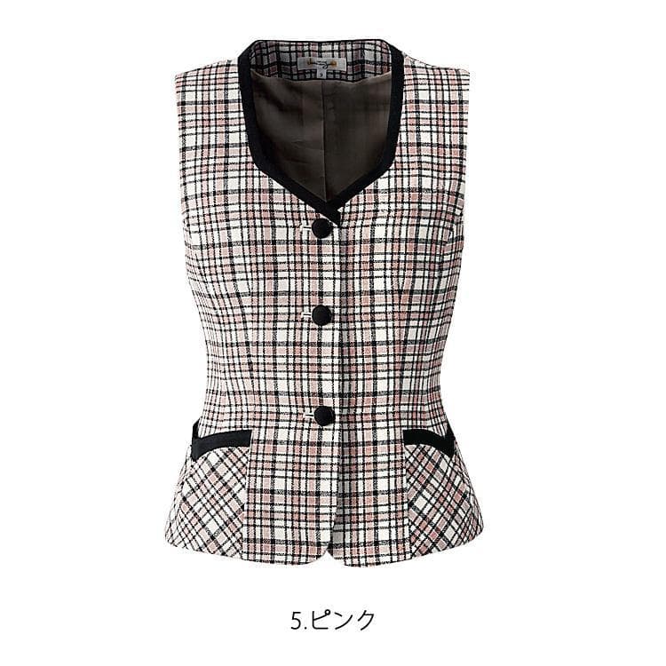 新品タグ付き　事務服 チェック ベスト 11号 アンジョア　11530　ピンク