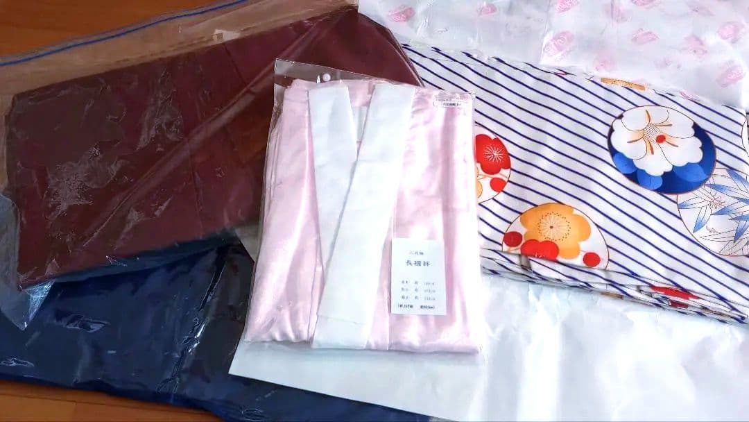 赤色 花柄 ストライプ 小学生卒業式袴上下セット + お襦袢
