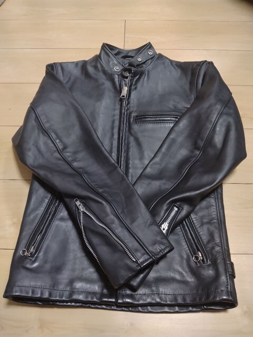 Schott ショットシングルライダース 　　サイズ32 牛革ブラック裏地総柄