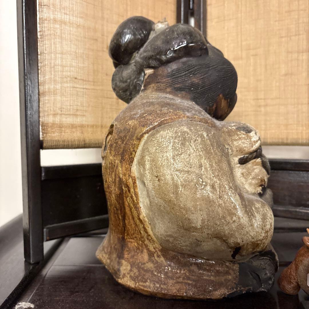 陶器製 人形 壺を持つたぬき
