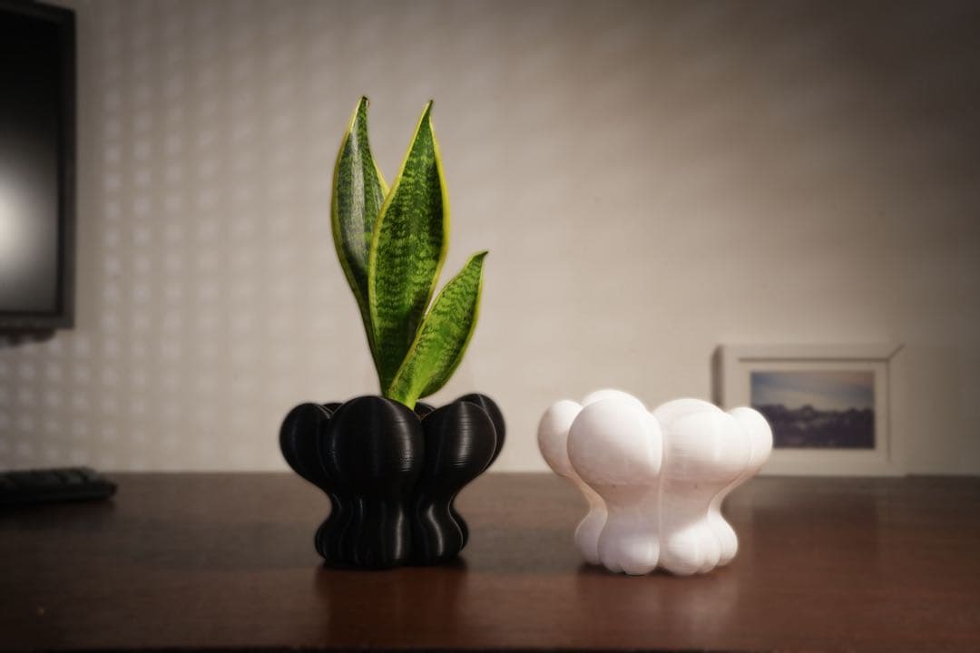 【植木鉢】もこもこプランター ”Happy Pot” ｜3Dプリント｜インテリア