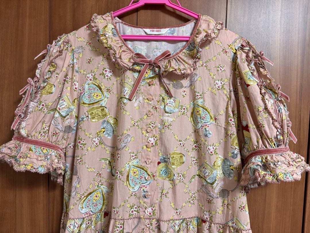 ピンクハウス パフューム ロングワンピースプリント 香水瓶 中国限定色 ピンク