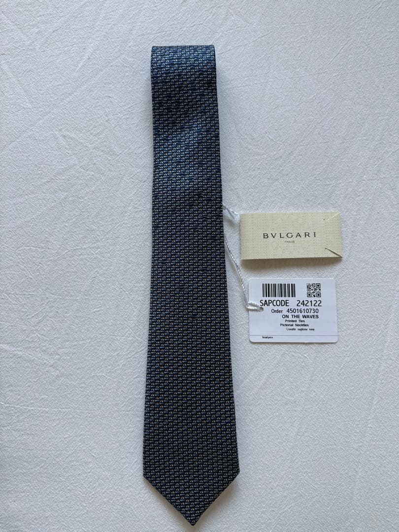 【新品未使用】BVLGARI ネクタイ/ヨット　ブルー系