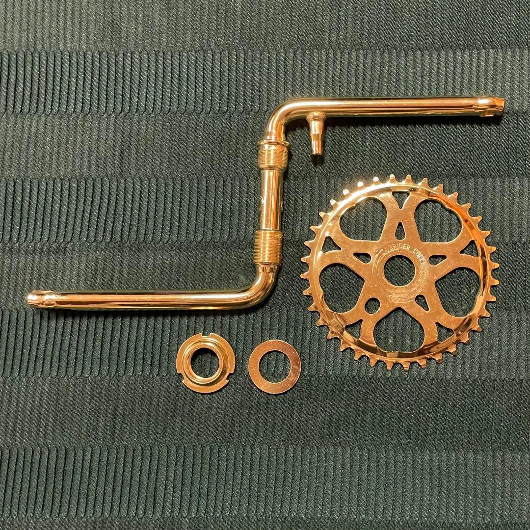 BMX ワンピースクランク スプロケット 36T ゴールド 金