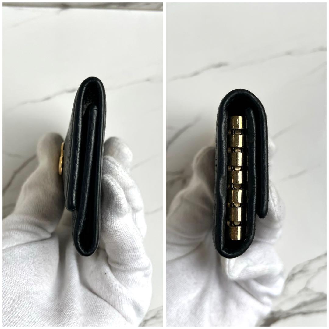 GUCCI キーケース GGマーモント ゴールド レザー　ブラック　6連