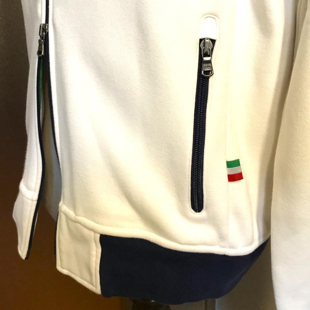メンズ【美品 ポロラルフローレン】M 白 刺繍 Wジップジャケット ITALIA