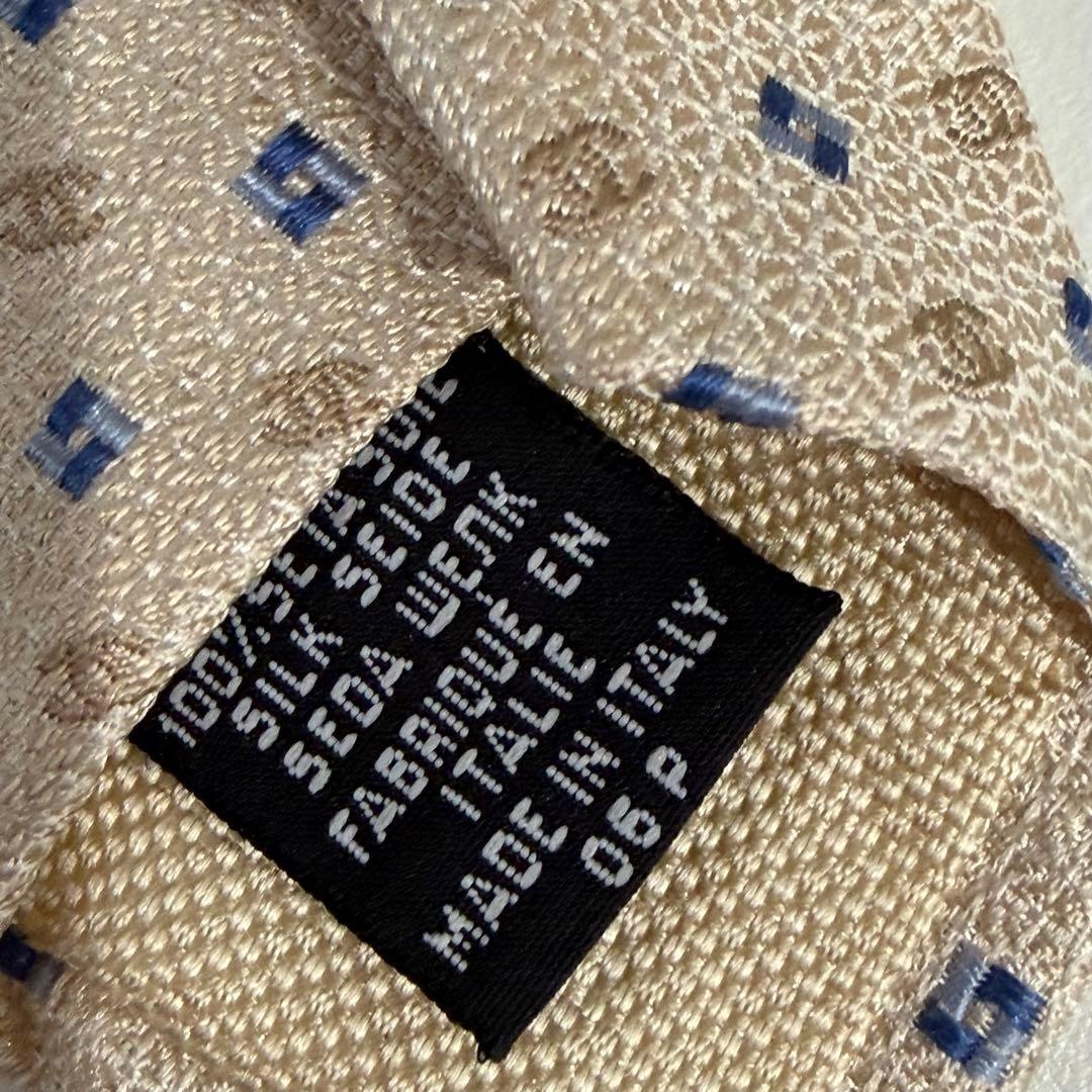 CHANEL ネクタイベージュ総柄ココマークシルク イタリア製