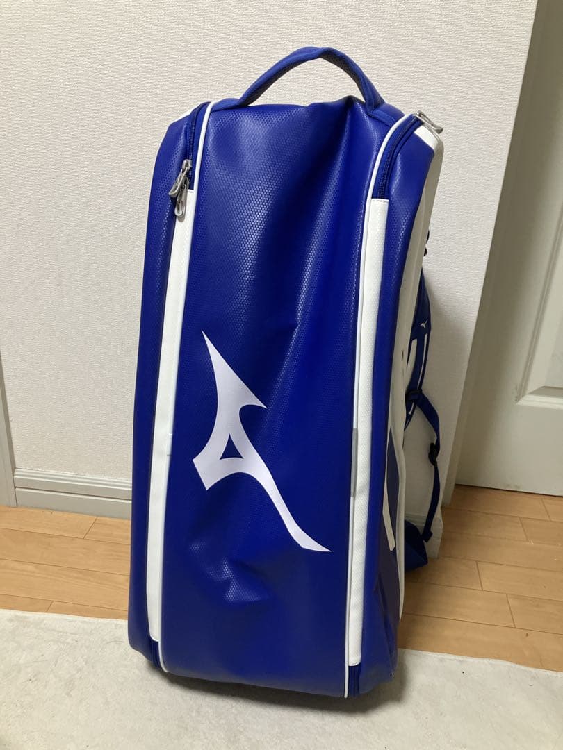 Mizuno テニスラケットバッグ 青/白　バドミントンラケットバック　9本