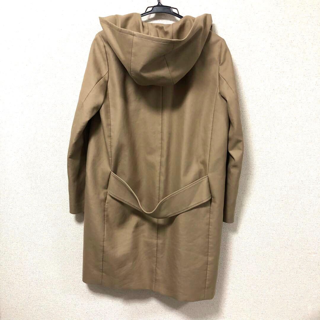 【英太郎】イエナ　ベージュ フード付き ノーカラーコート