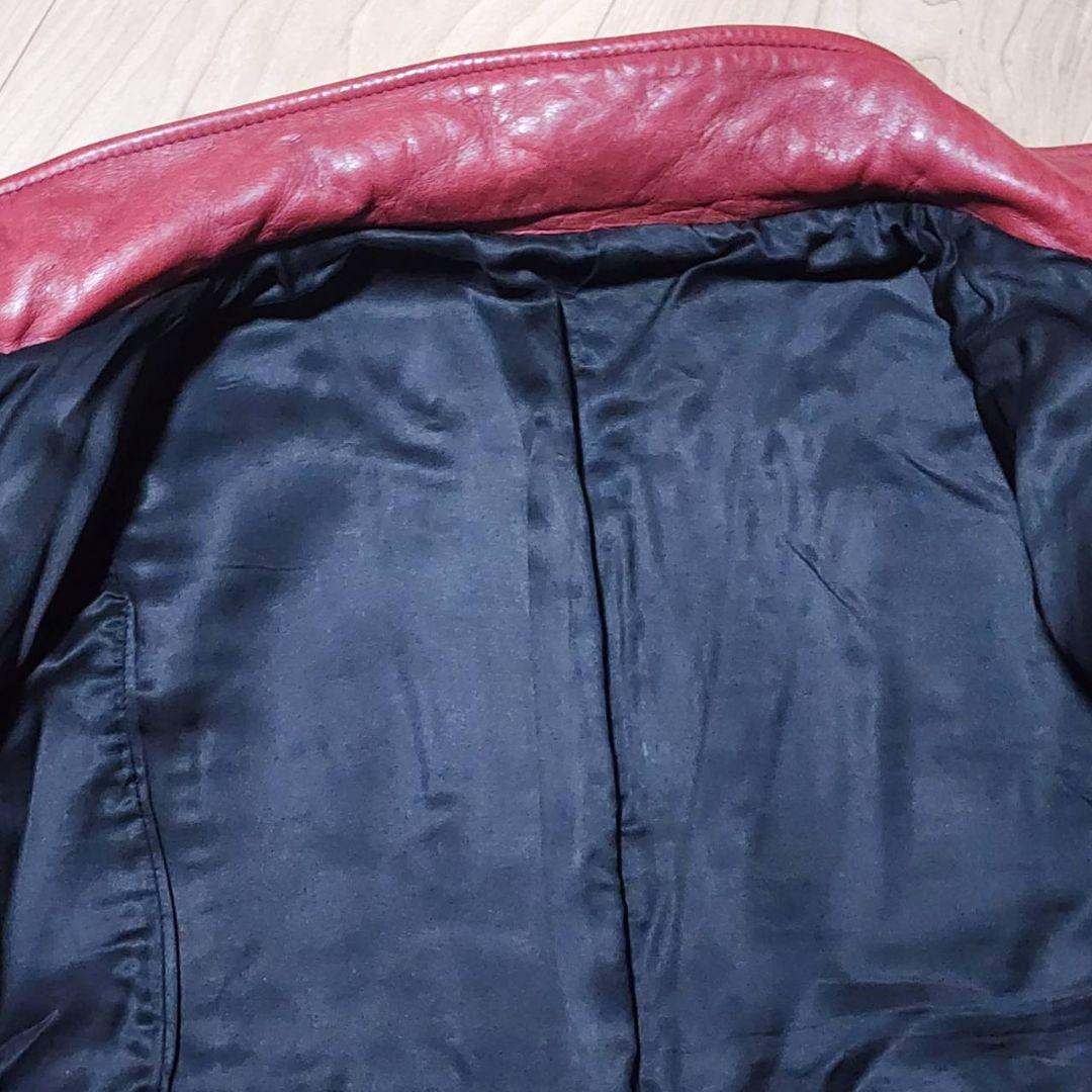 5351 リアルレザー ライダースジャケット 2 羊革 ダブル 赤 羽織