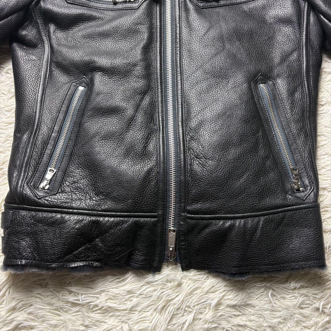 極美品　BUFFALO BOBS レザームートンジャケット　サイズ3 ブラック