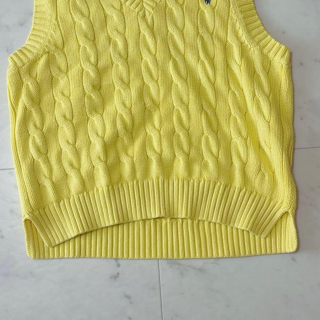 極美品 ラルフローレン ケーブルニットベスト ポニー刺繍 コットン 現行 QR