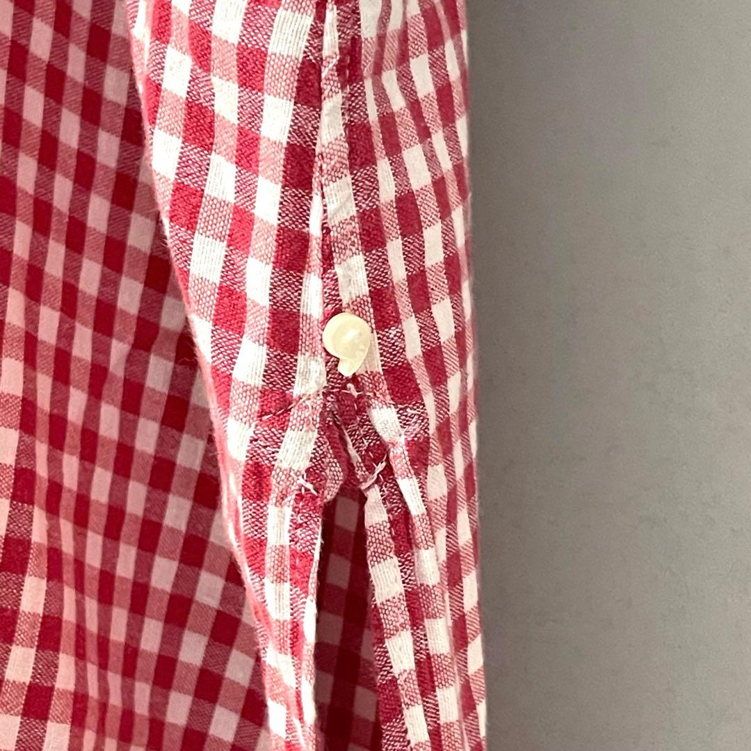 45R YUKI COTTON シャツワンピース スキッパー 赤 ギンガム