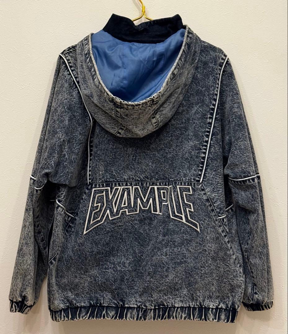 EXAMPLE デニムフーディー グレー