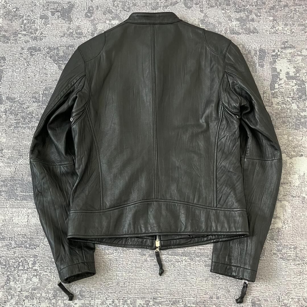 【00S】オールドユニクロ ライダースジャケット ラムレザー 短丈 ブラック 黒