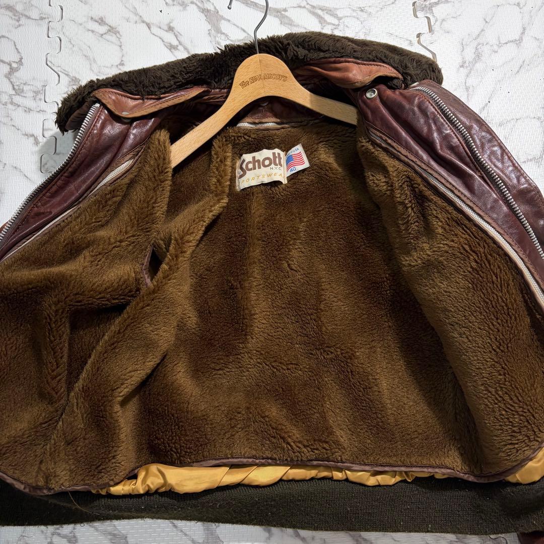 80\"s/雰囲気抜群✨schott G-1 フライトジャケット 茶 40size