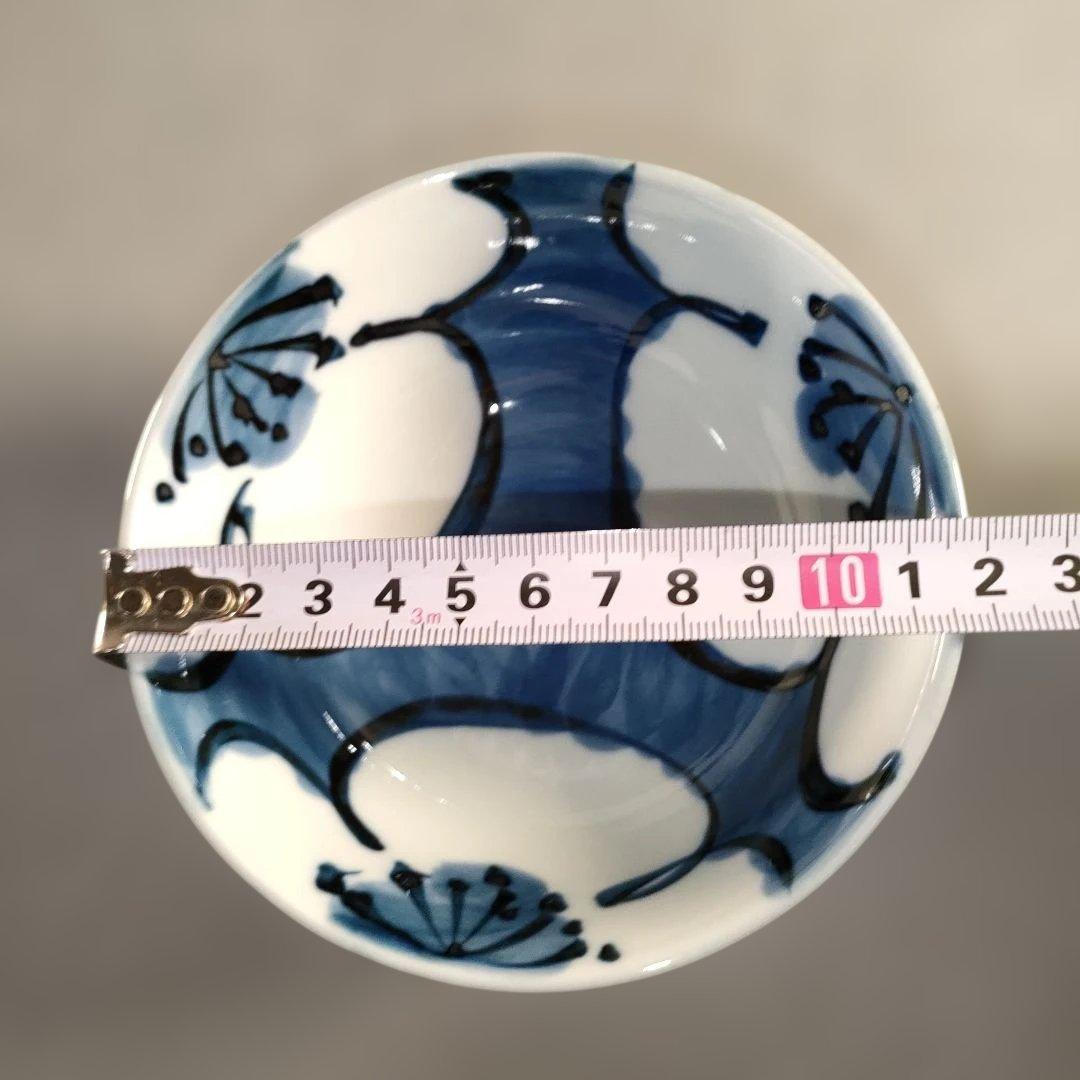 A1402-11/有田焼/源右衛門窯/染付梅絵飯碗5客/茶碗/茶道具/懐石道具/