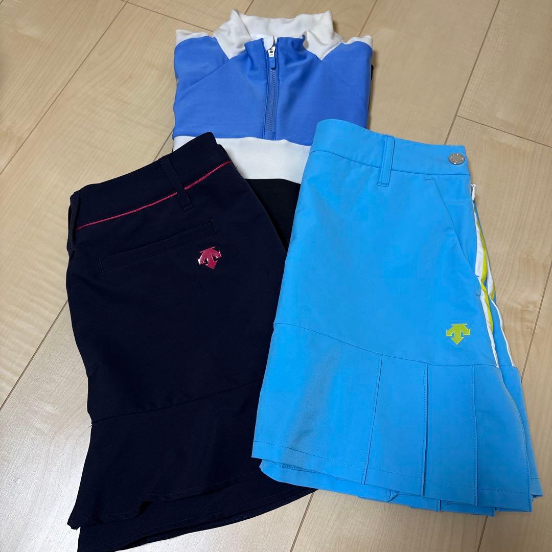 デサント　ゴルフ　ウエア　シャツ　プリーツスカート　3点セット　Mサイズ