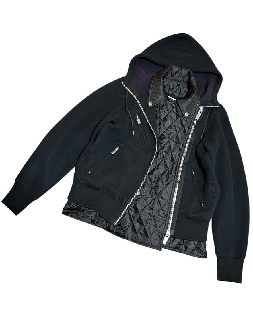 トップス Sacai 19AW Sponge Layerd Riders Hooded
