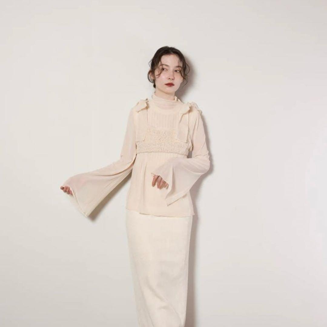ewu euw satiny ribbon bustier ivory ビスチェ