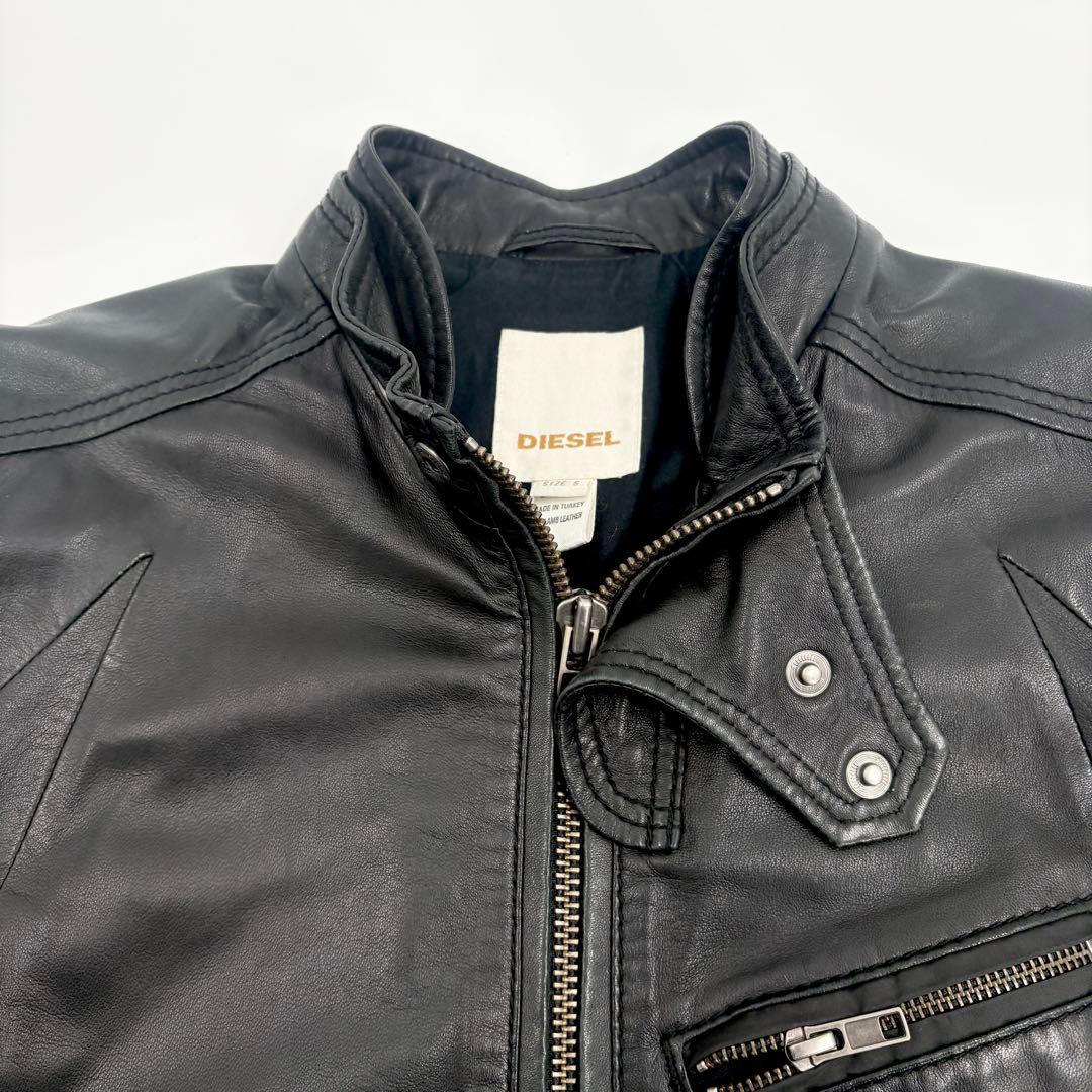 美品 DIESEL レザージャケット ライダース 羊革 ラムレザー 黒 926