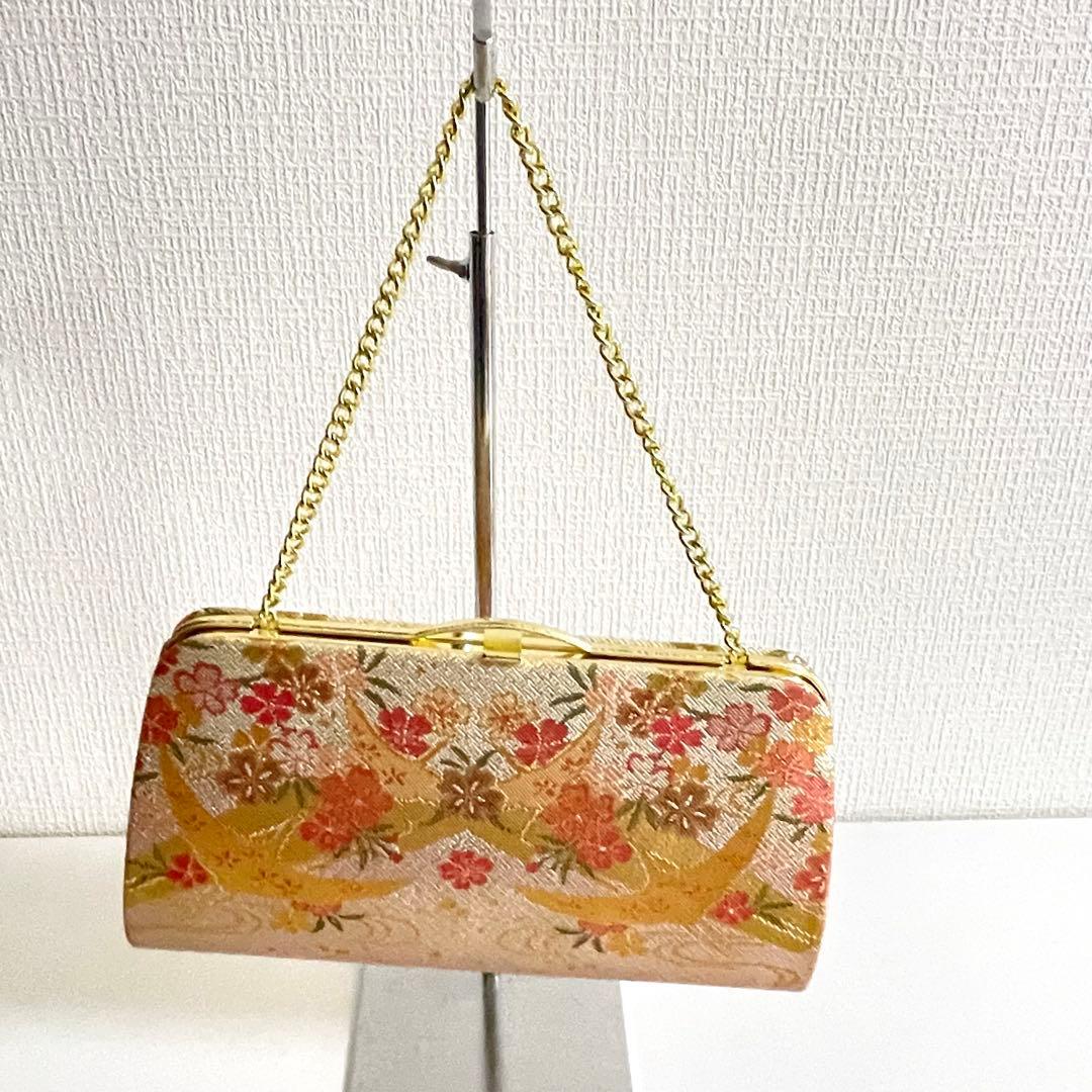 美品★和装小物 バック 草履 23cm 花柄 金色 結婚式　成人式