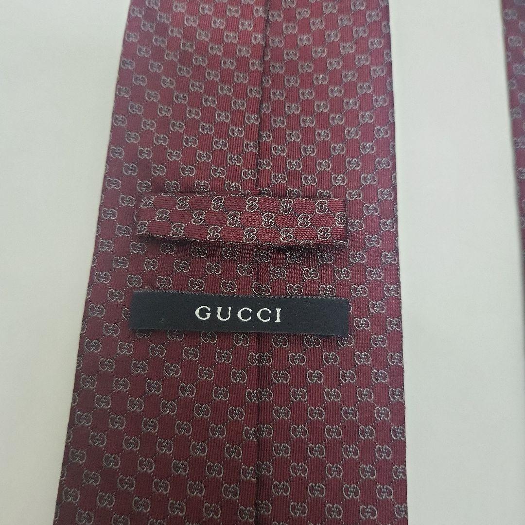 う*き様 美品✨️GUCCI グッチ ネクタイ GG柄 総柄 ボルドー