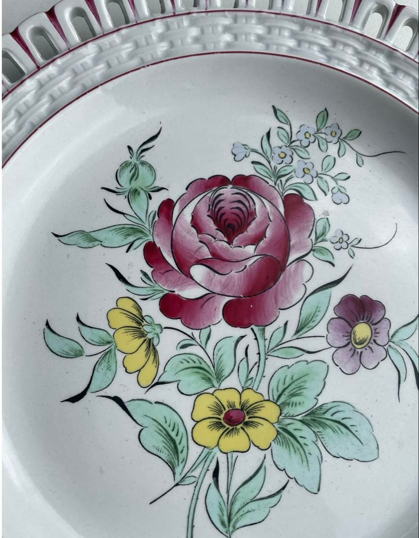 希少　リュネヴィル　Luneville パニエ　ディナー皿　薔薇