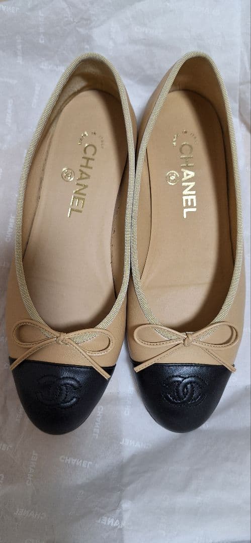 CHANEL バレエシューズ ベージュ/ブラック