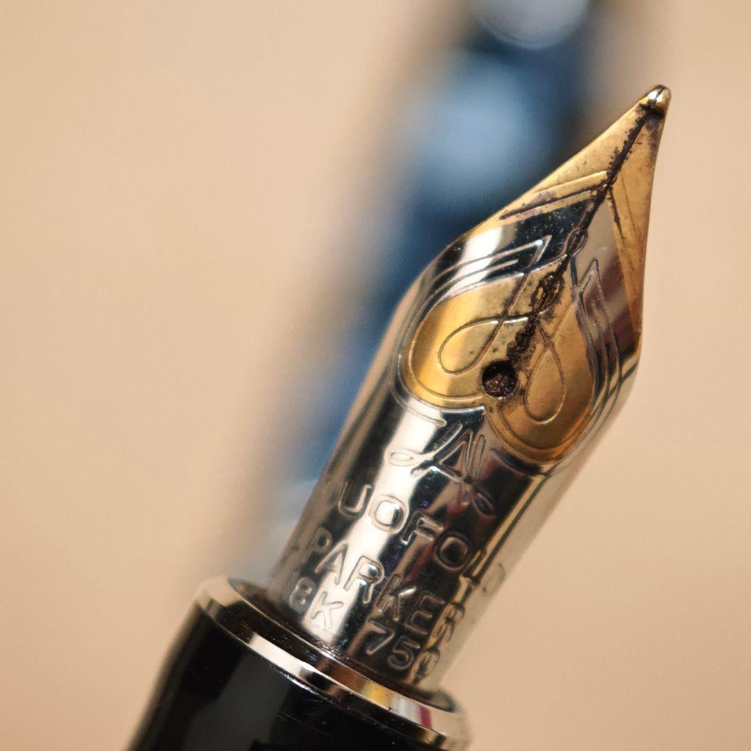 Parker デュオフォールド チェックブルー 万年筆 パーカー