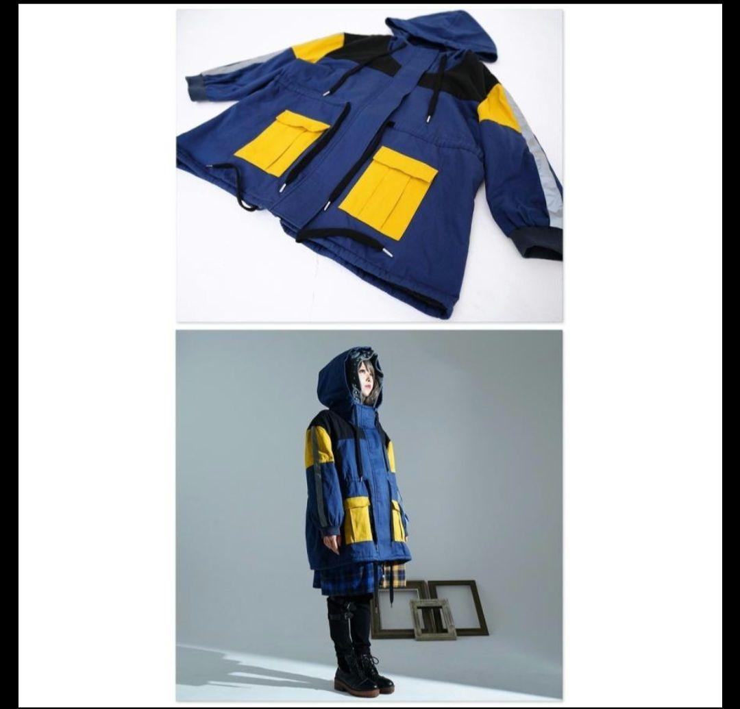 Favorite ブラック×イエロー×ネイビーユニセックスパーカーIRO+IRO