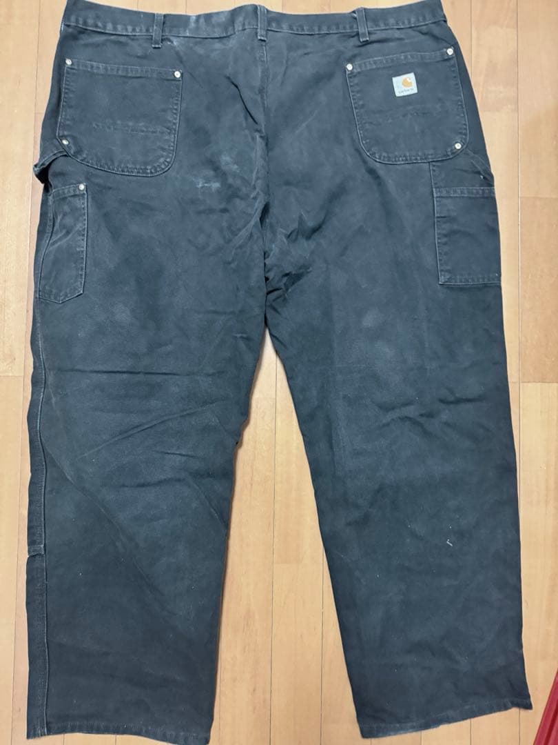 90sCarhartt ブラックデニムダブルニーバギー 古着 B系