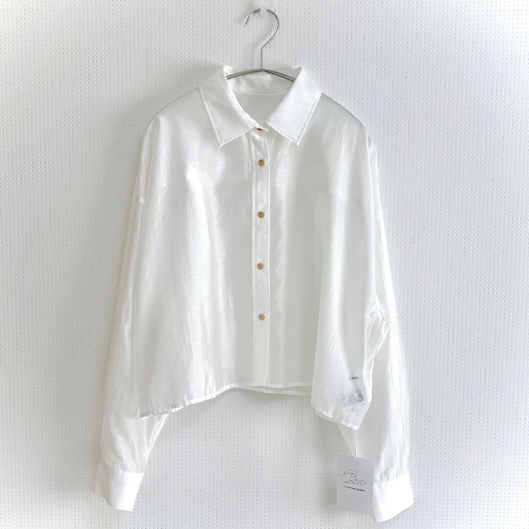 新品未使用　La boutique BonBonシアークロップドシャツ　ゆったり